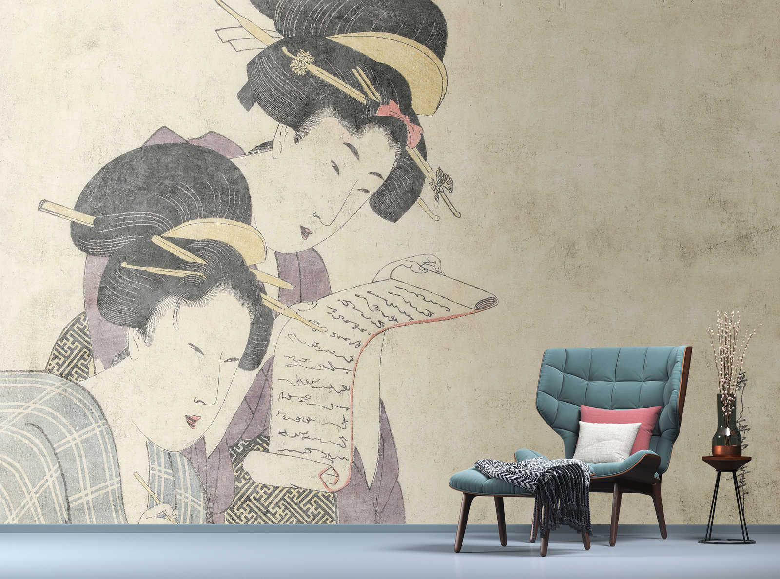             Osaka 3 - Asian mural vintage drawing & plaster texture
        