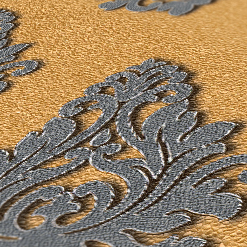             papier peint en papier intissé avec ornements baroques - or, gris
        
