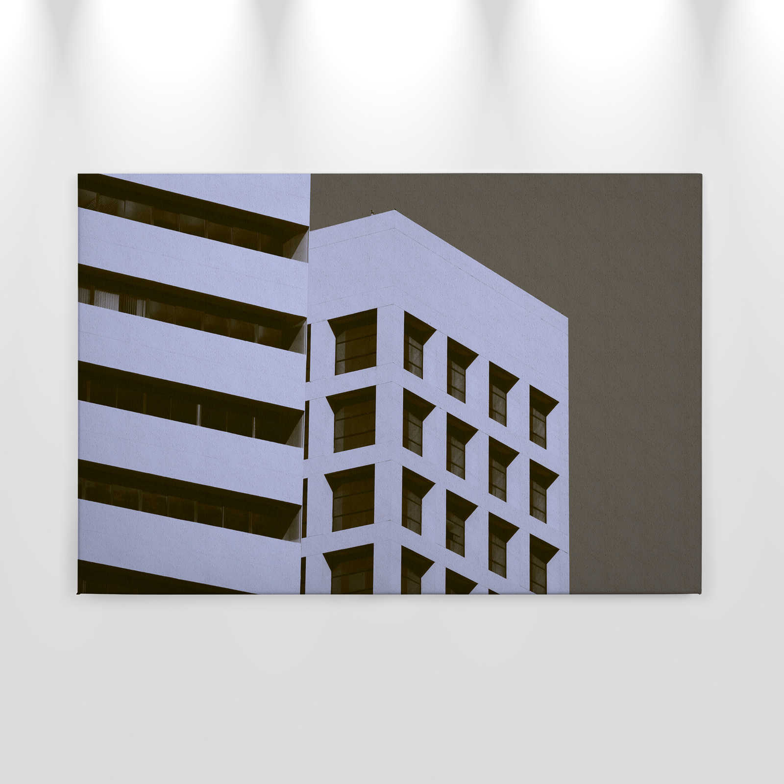             Wolkenkrabber 1 - Canvas schilderij met gebouw in retro look in ruwbouw - 0.90 m x 0.60 m
        