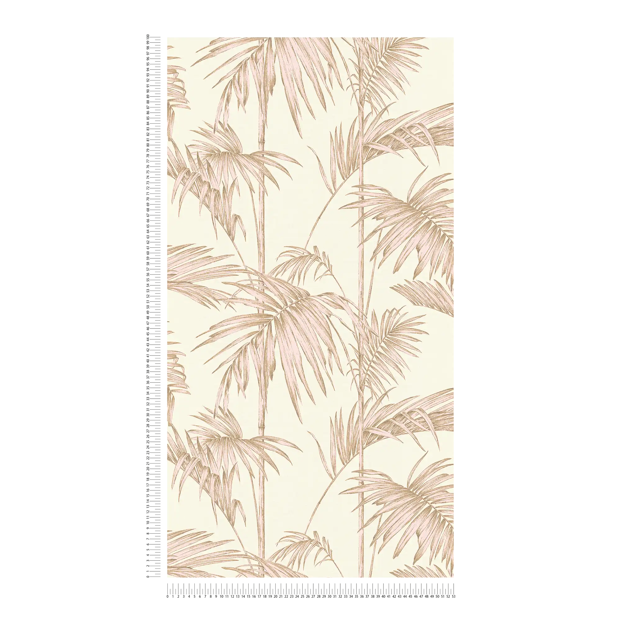             Papel Pintado Natural Hojas de Palma, Bambú - Rosa, Beige, Crema
        