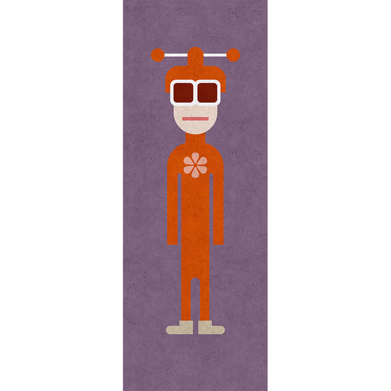 We are family 1 - wallpaper pop art figure in concrete structure - beige, orange | mother-of-pearl smooth non-woven
