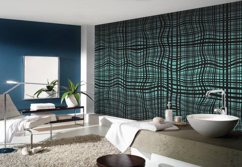            3D mural with wavy line design
        