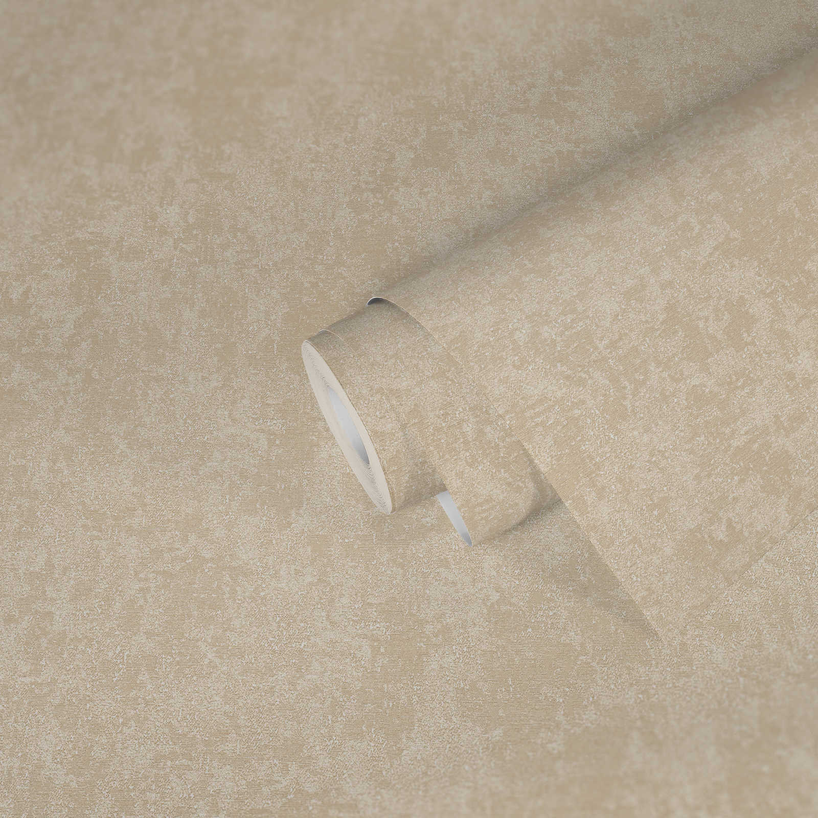            Papier peint beige aspect plâtre style classique avec couleur chinée
        