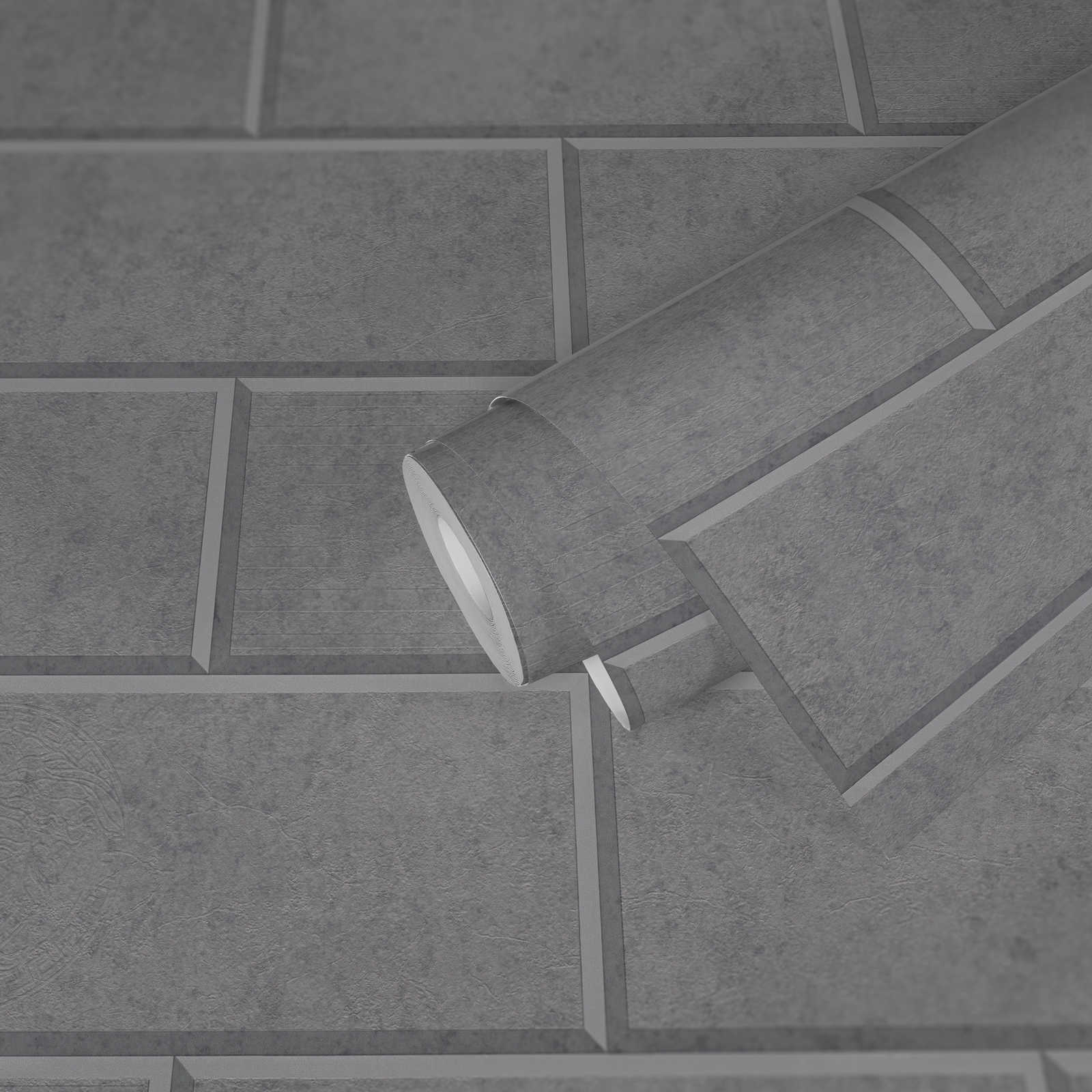             Papier peint 3D mur de pierre Design avec des blocs de béton - gris
        