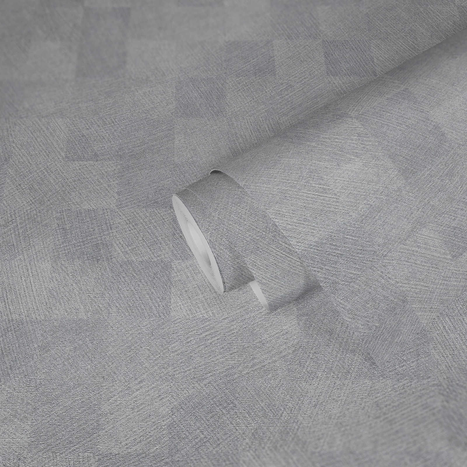             Metallic behang ruitjespatroon met glanseffect - grijs
        