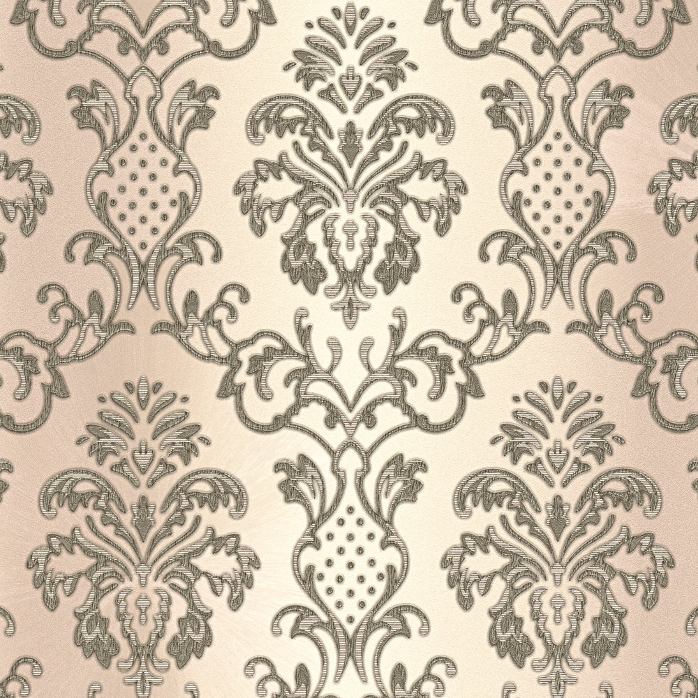             Ornaments wallpaper with brass decor in vintage style - cream
        