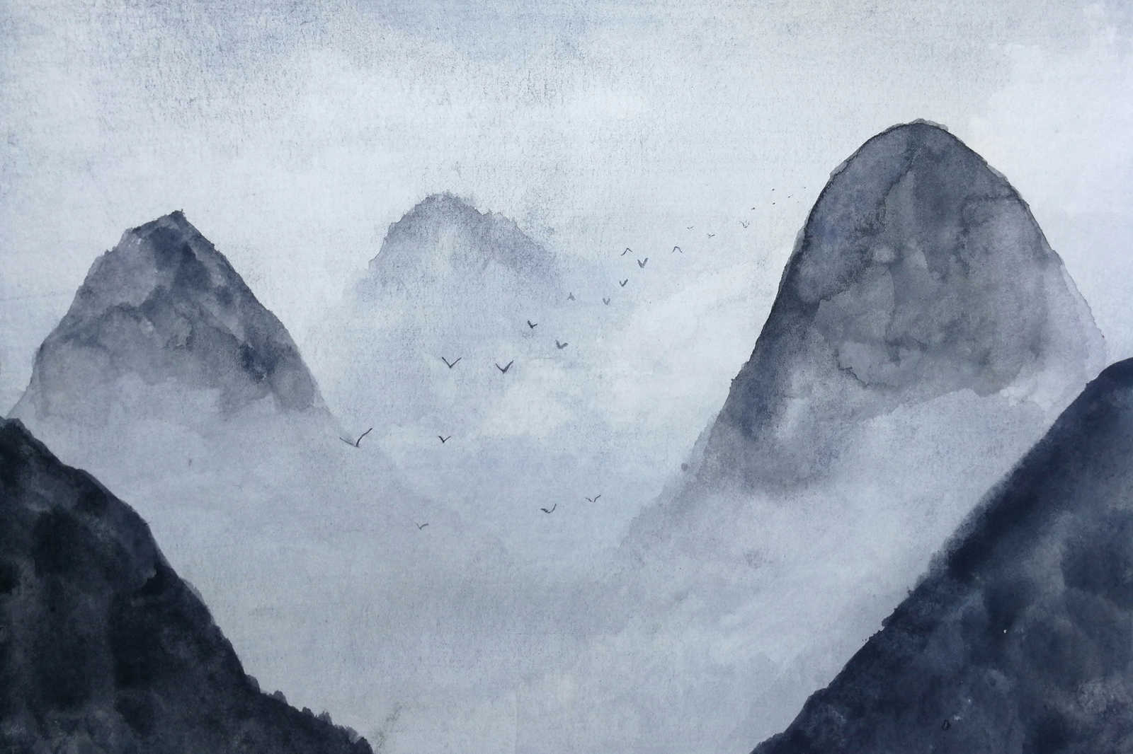             Canvas Berglandschap Aquarel - 0,90 m x 0,60 m
        