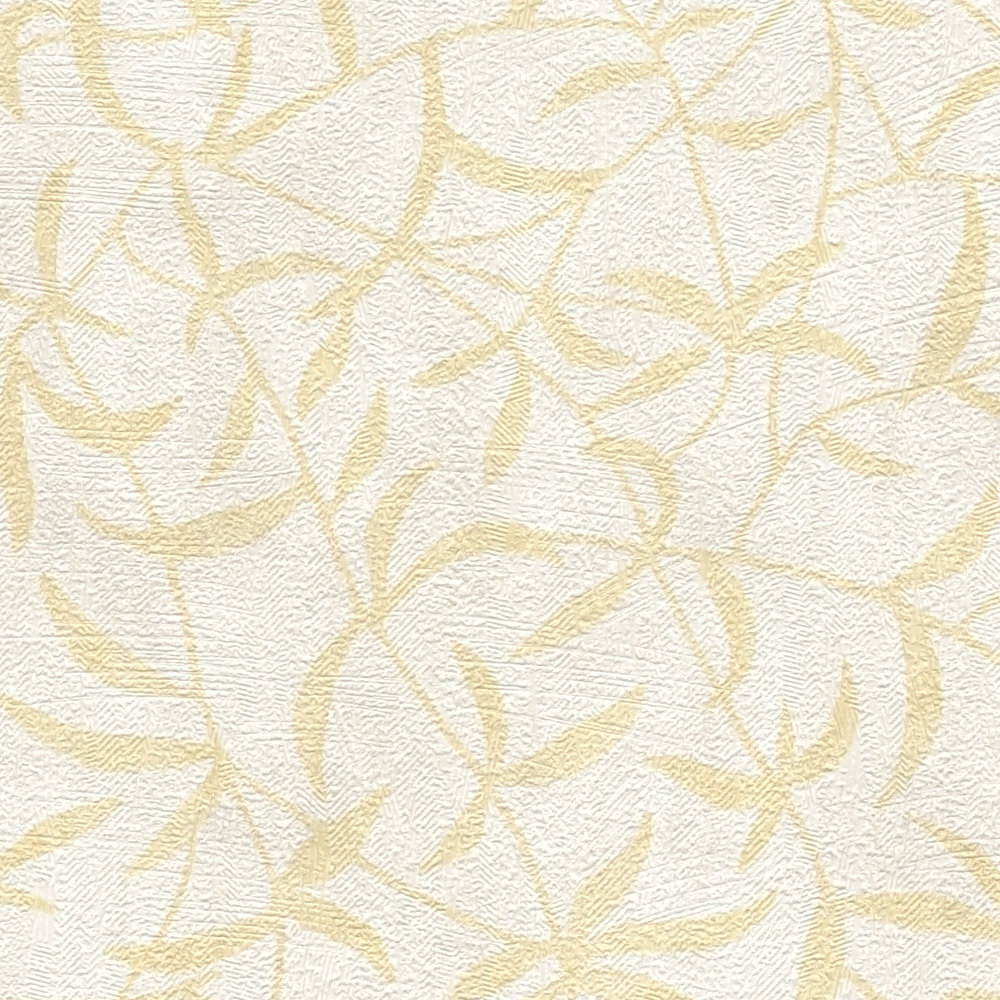             Papier peint intissé avec branches et fleurs - crème, beige, jaune
        