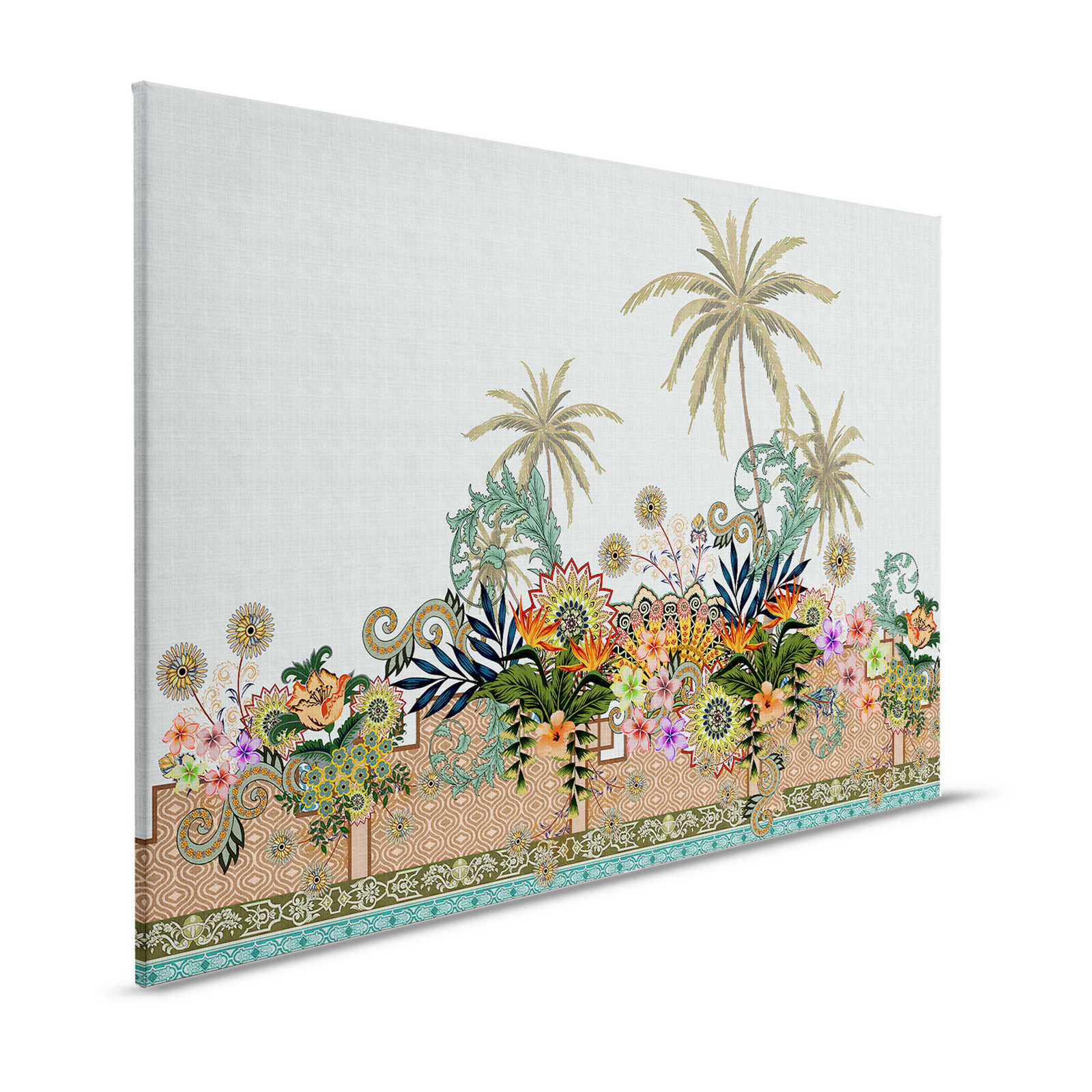 Oriental Garden 3 - Tableau toile Fleurs Jardin style Inde - 1,20 m x 0,80 m
