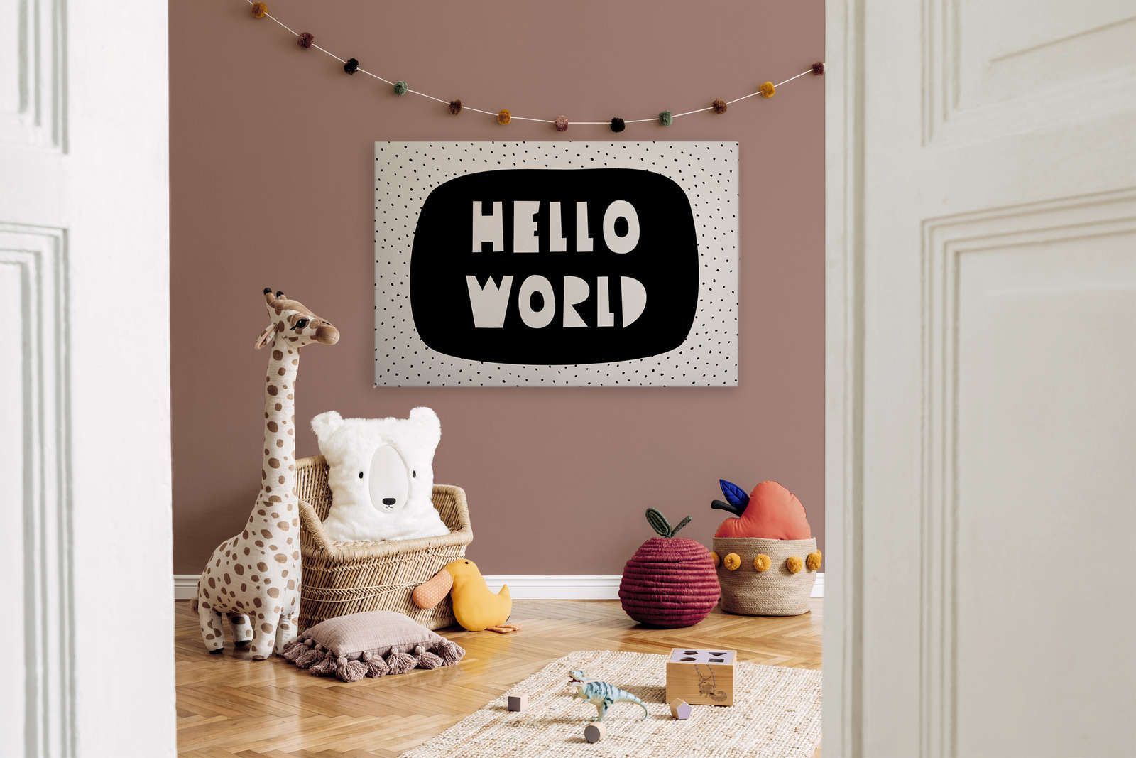             Toile pour chambre d'enfant avec inscription "Hello World" - 120 cm x 80 cm
        