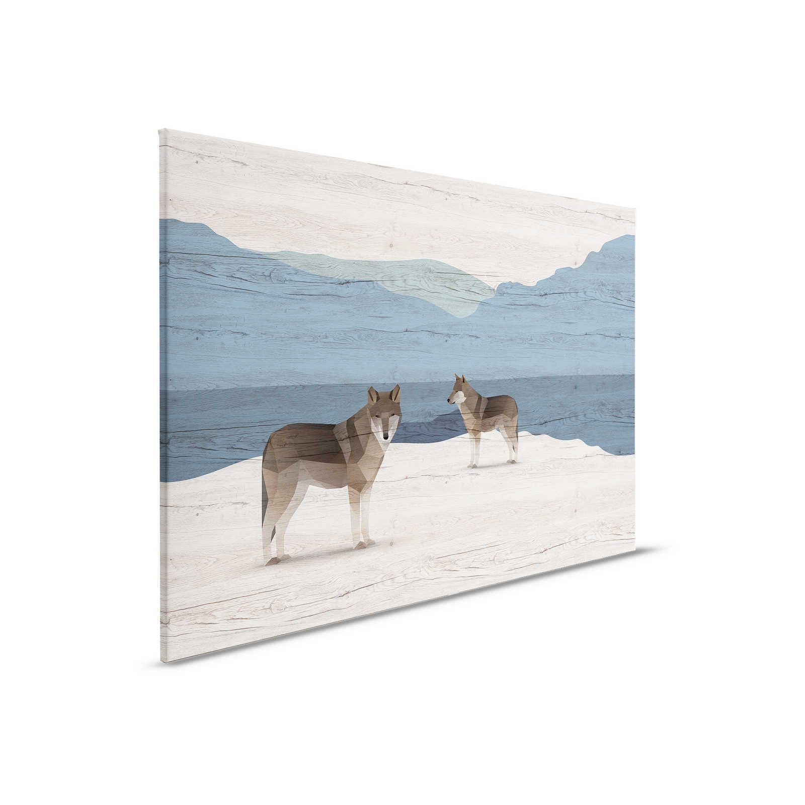         Yukon 1 - Canvas painting Mountains & Dogs with wood texture - 0,90 m x 0,60 m
    