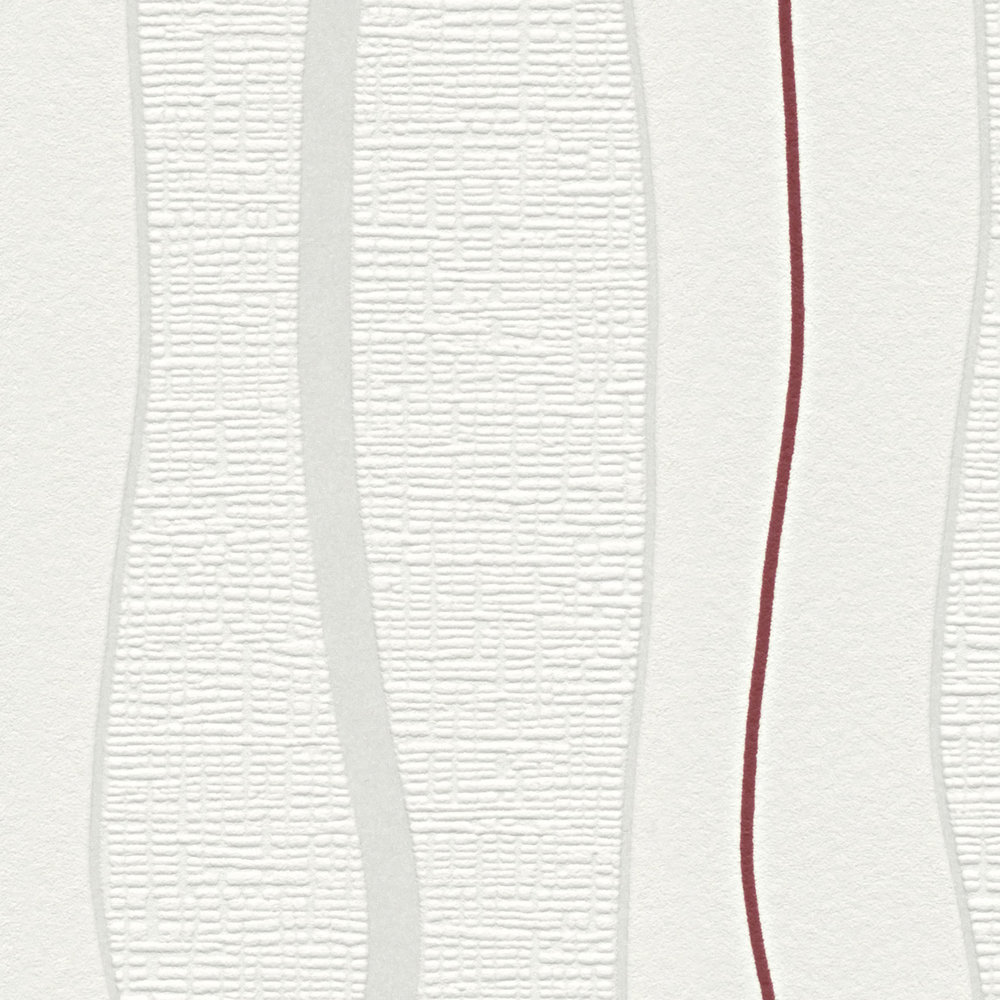             Papier peint à rayures crème avec accent rouge - rouge, crème
        