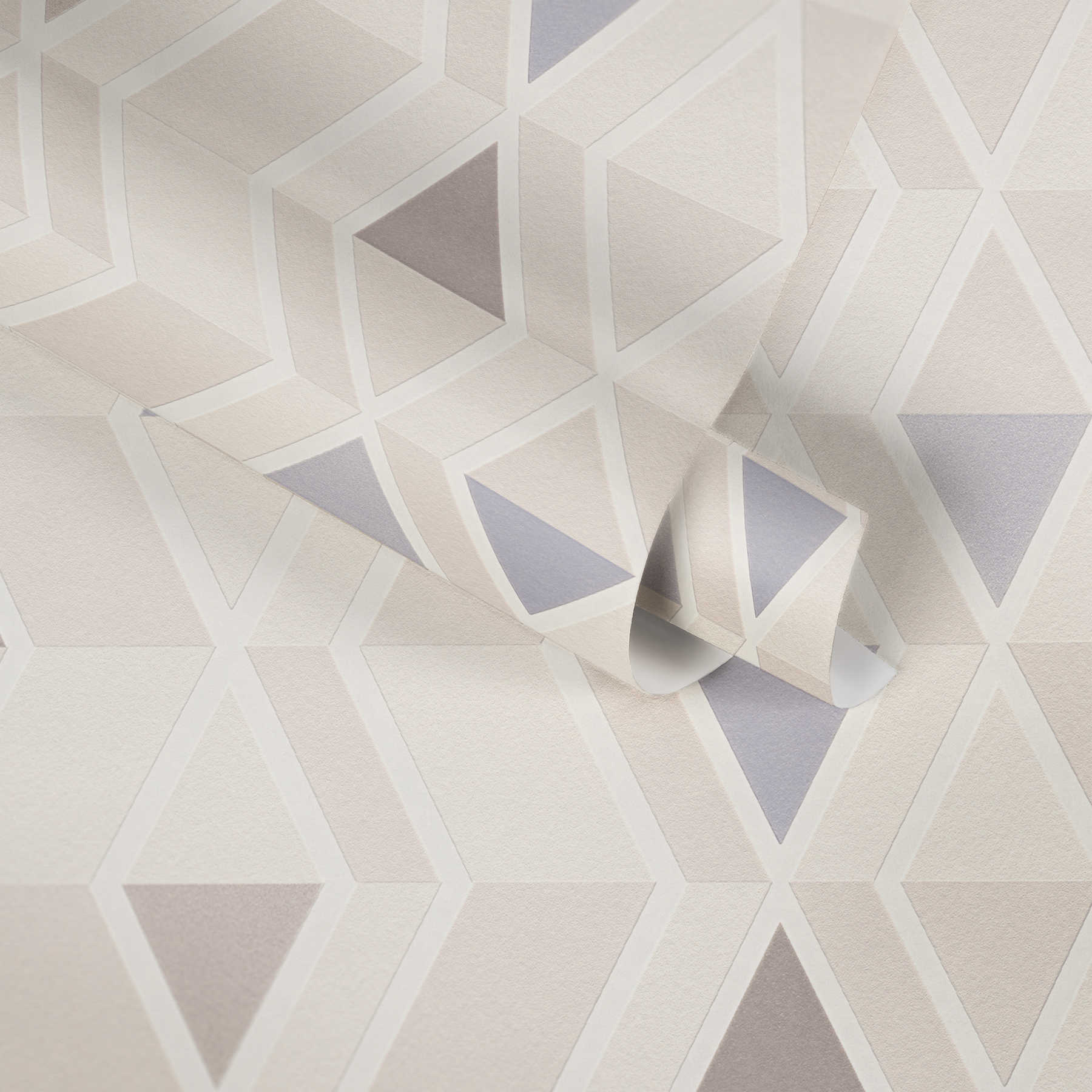             Retro design behang met ruitpatroon & 3D structuur - beige
        