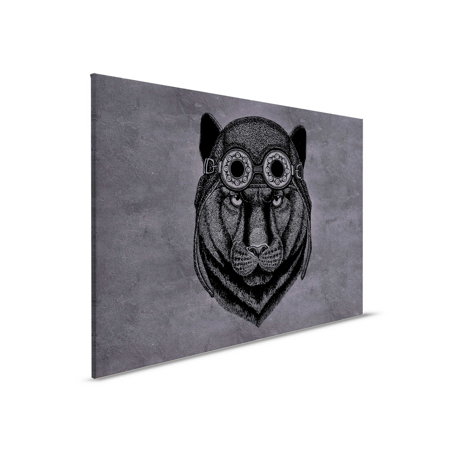         Black Canvas Painting Panther with Aviator Cap - 0.90 m x 0.60 m
    