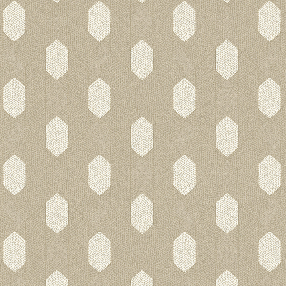            Beige papier peint intissé motif géométrique - crème, or, beige
        