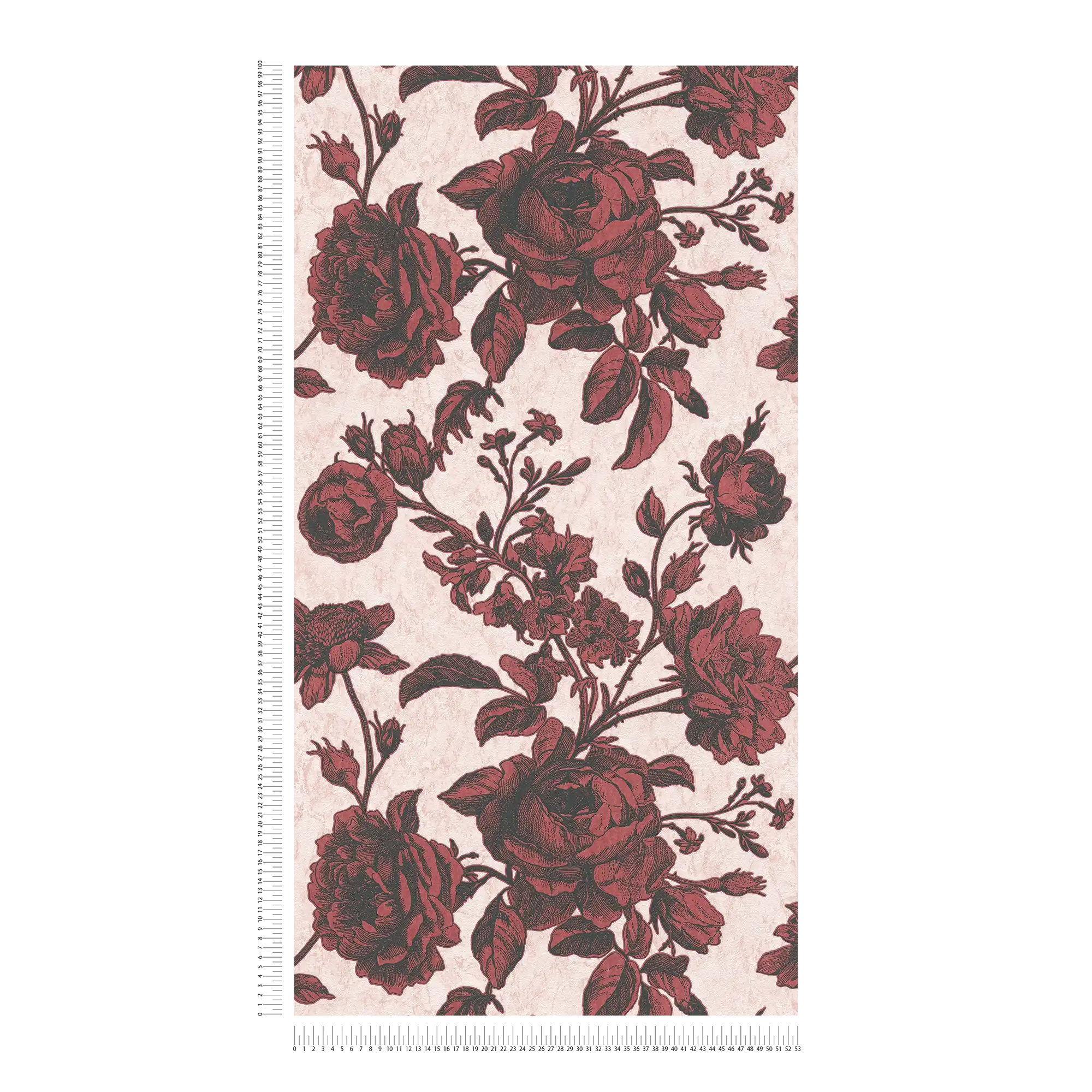             Papel pintado de rosas rojo-negro en estilo de cartel vintage - rosa, rojo
        