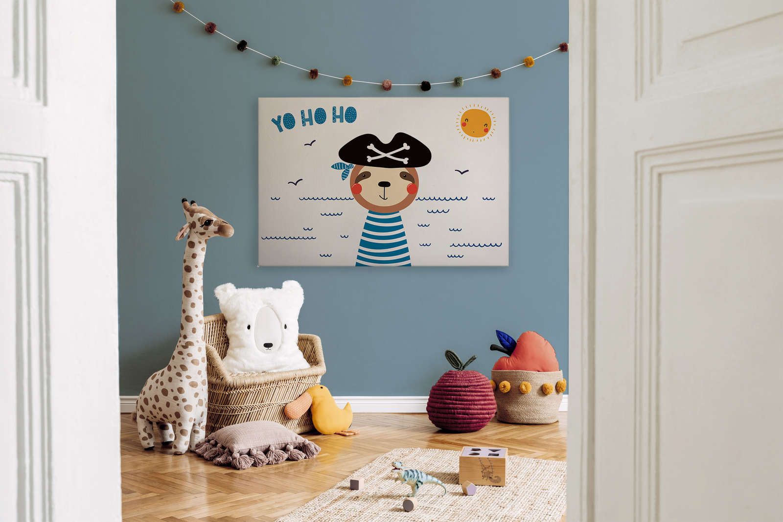             Canvas voor kinderkamer met beer piraat - 120 cm x 80 cm
        