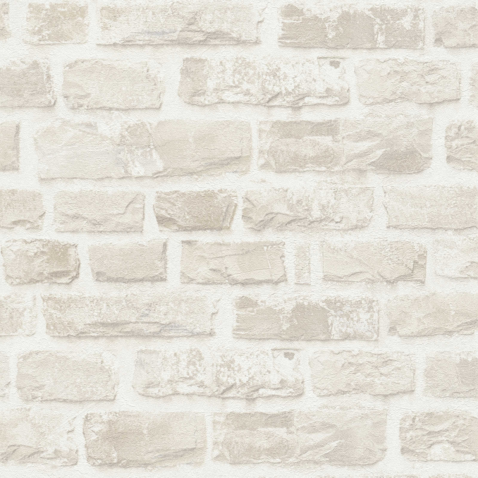         Non-woven wallpaper with stone look PVC-free - beige, white
    