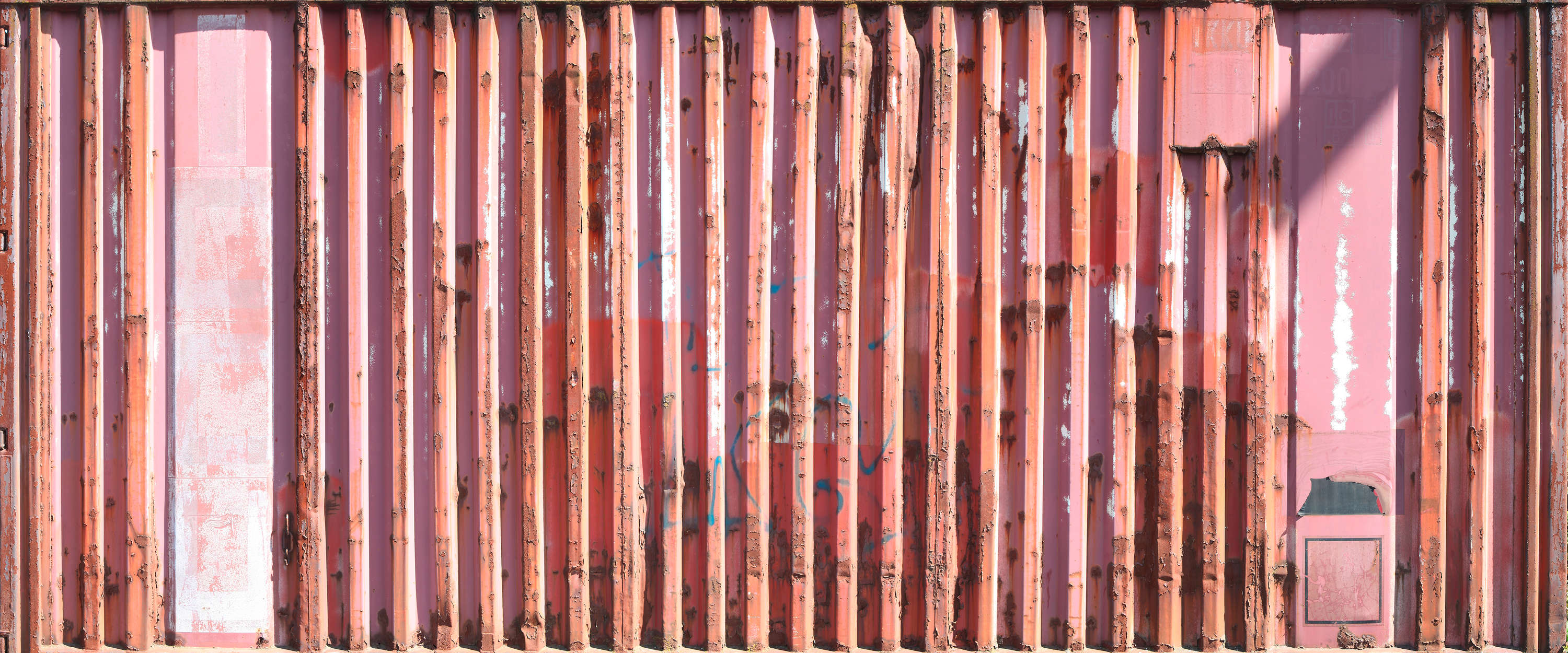             Red metal container mural
        