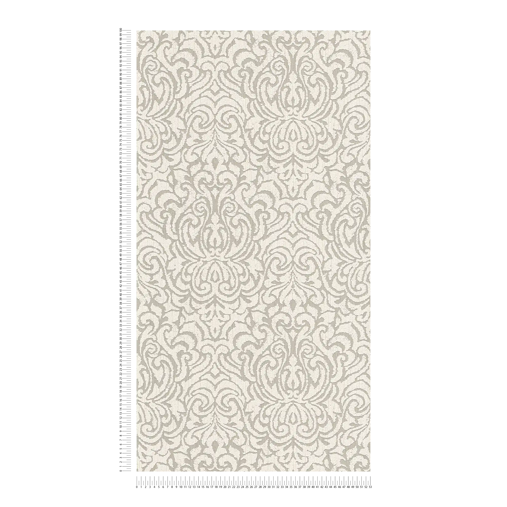             Ornement papier peint baroque look usé Shabby Chic - beige, crème
        