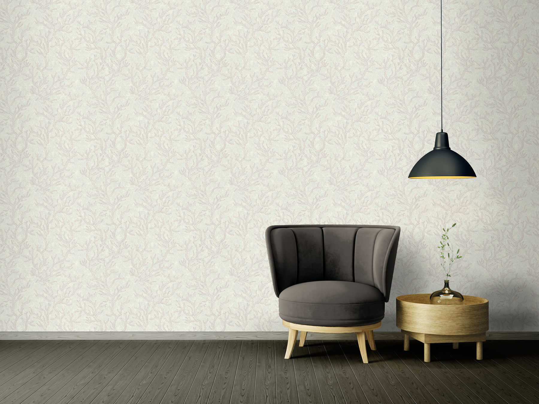             VERSACE non-woven wallpaper with coral pattern & texture design - grey, metallic
        