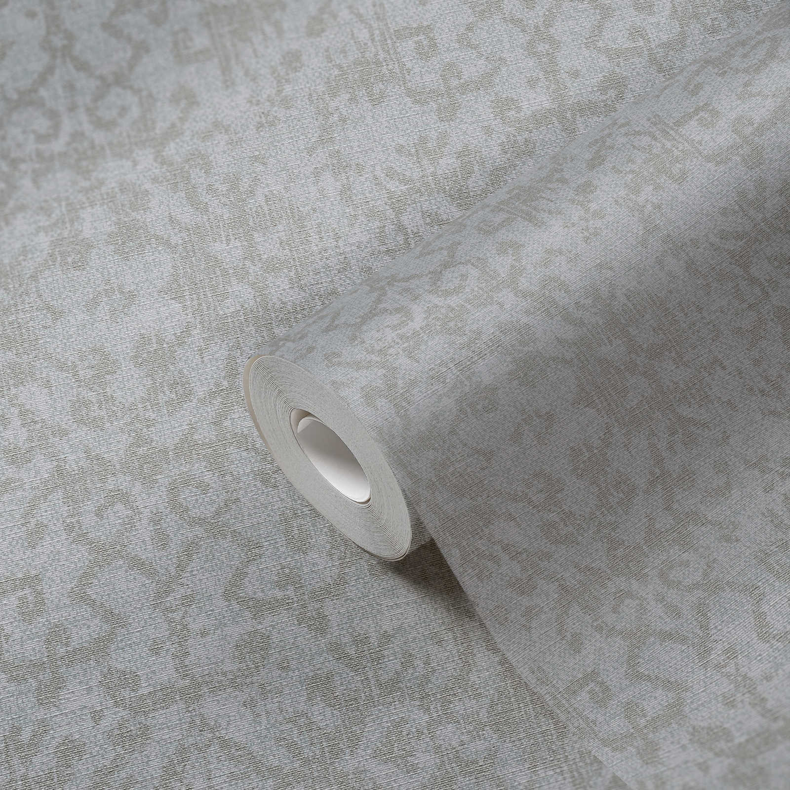            Papier peint aspect textile Ethno motif ornemental - Gris
        