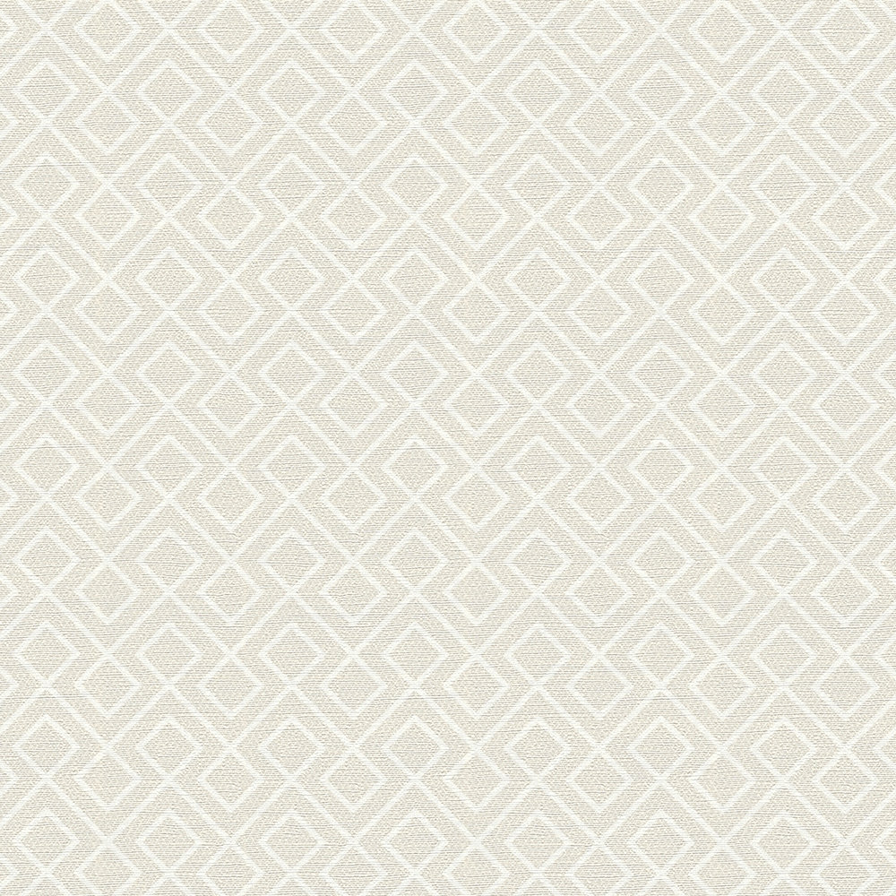             Papel pintado de aspecto de lino con patrón de líneas gráficas - crema
        
