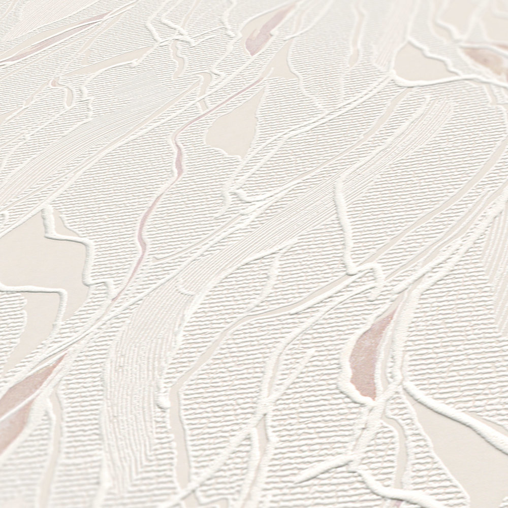             Papel pintado abstracto con relieve y estructura de espuma - metálico, blanco
        