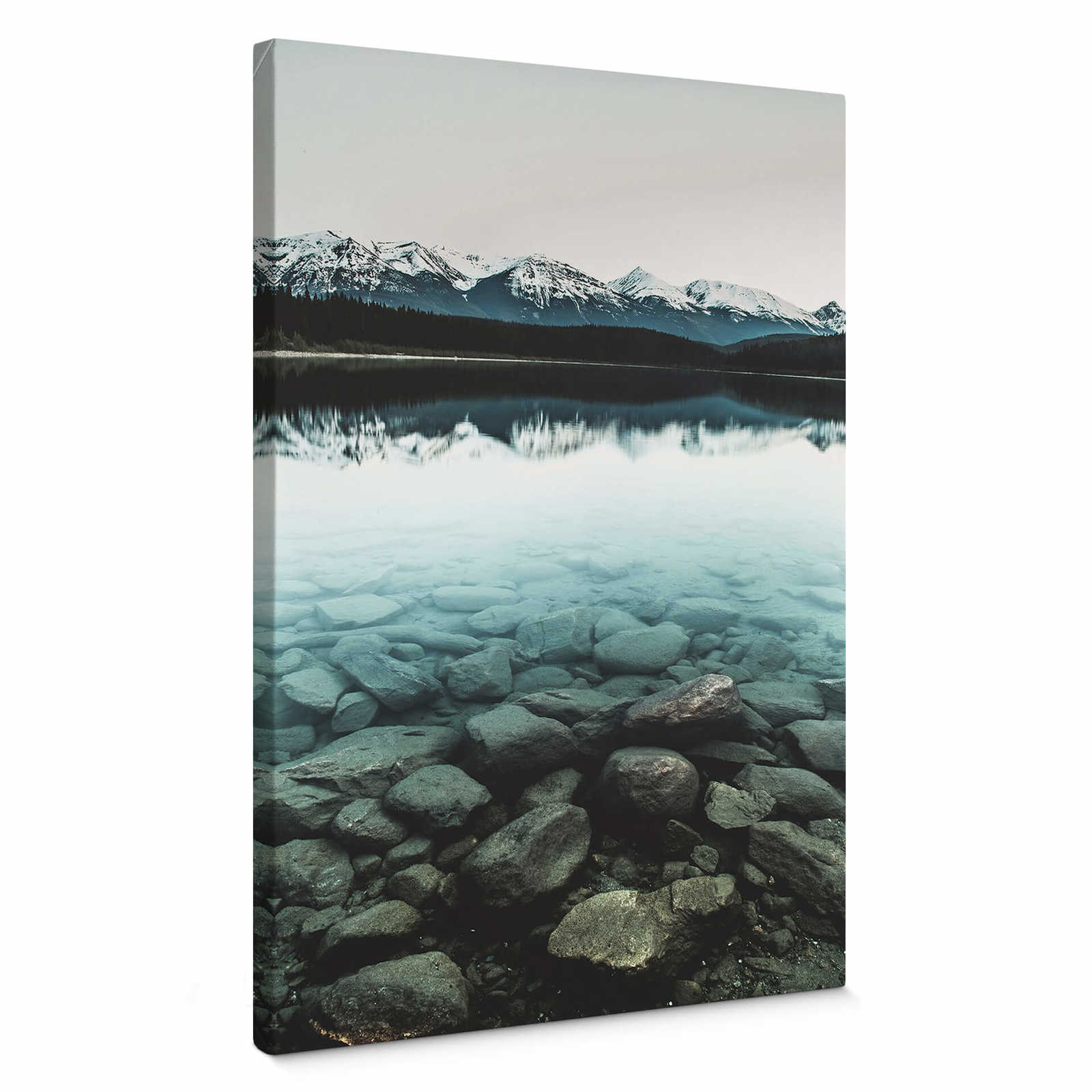         Canvas print landscape idyll lake in mountains – blue
    
