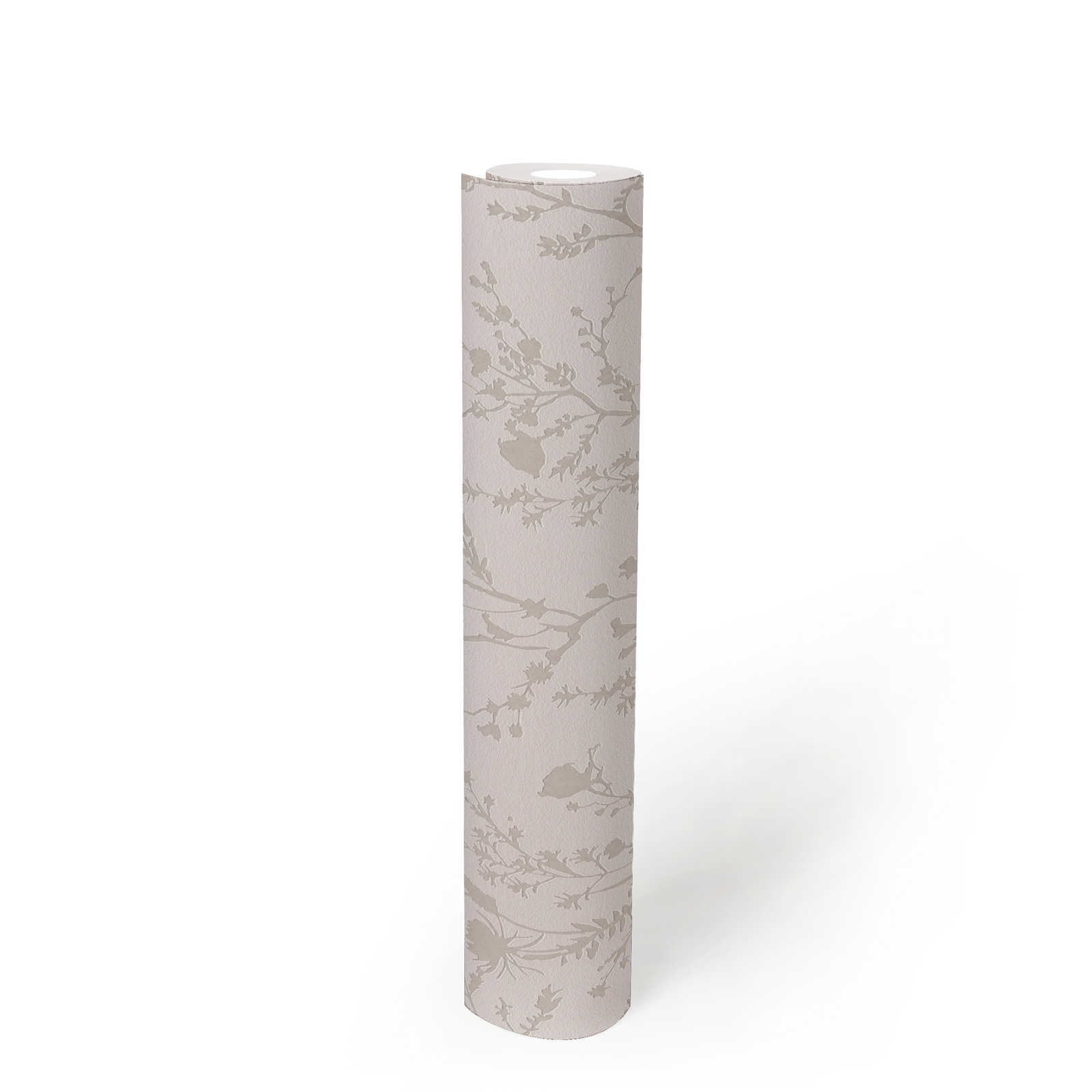             Floral non-woven wallpaper with a playful floral pattern - light pink, light grey
        