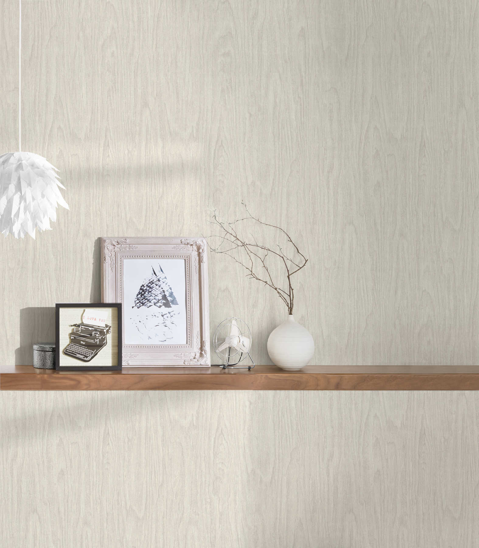             VERSACE Home Carta da parati effetto legno realistico - beige, crema, bianco
        