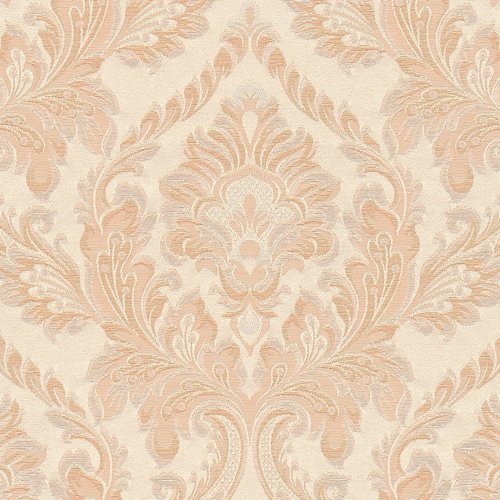             Wallpaper with jacquard ornament pattern - beige, orange
        