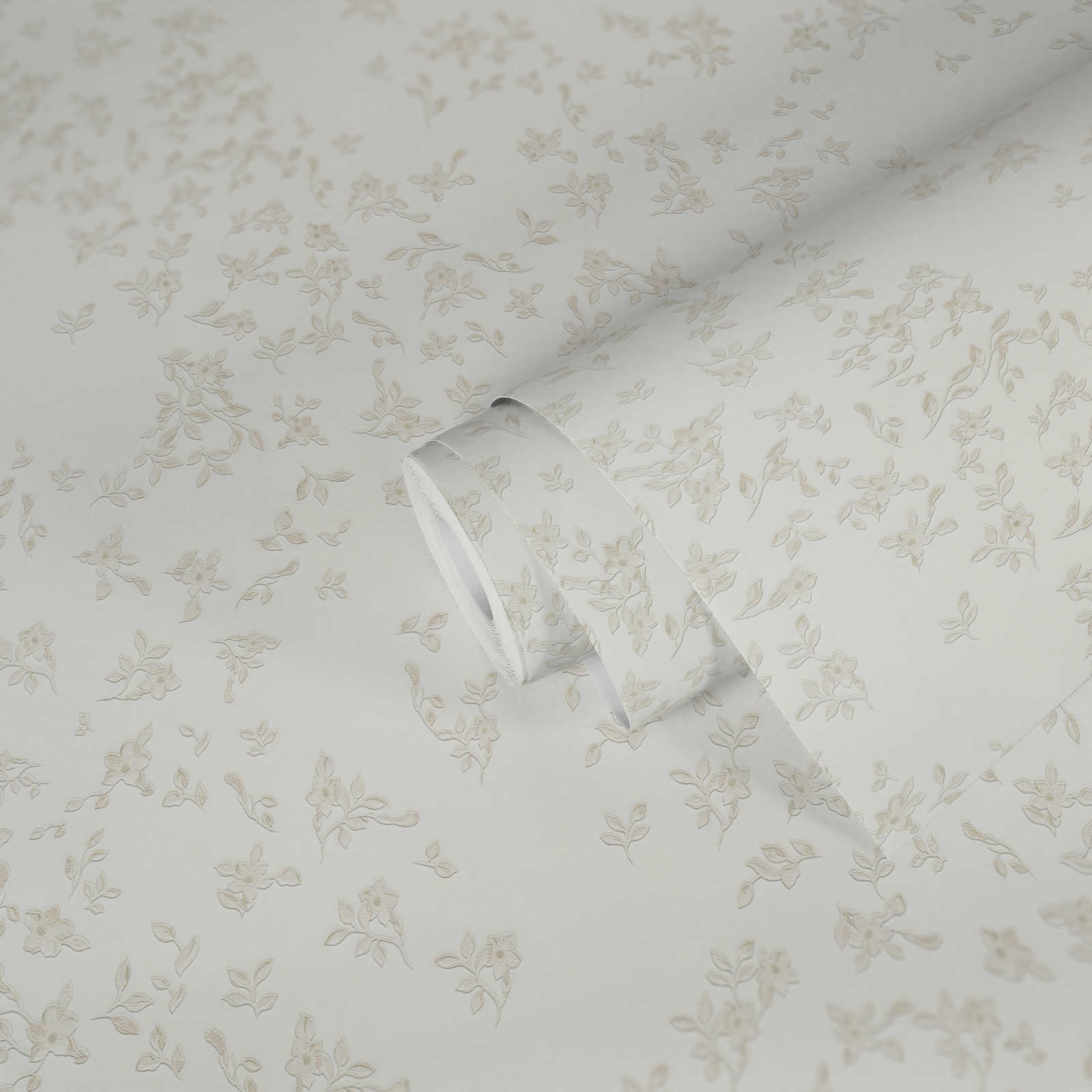             Papier peint VERSACE clair avec petites fleurs - Crème
        