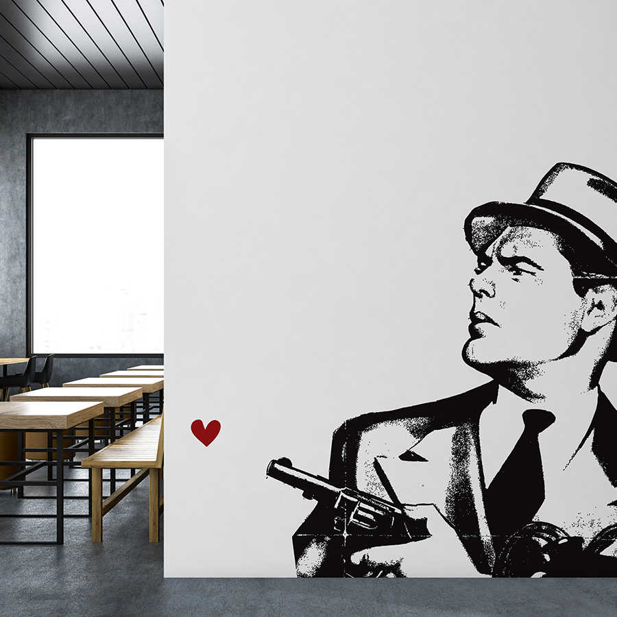         Black and white retro style gangster mural
    