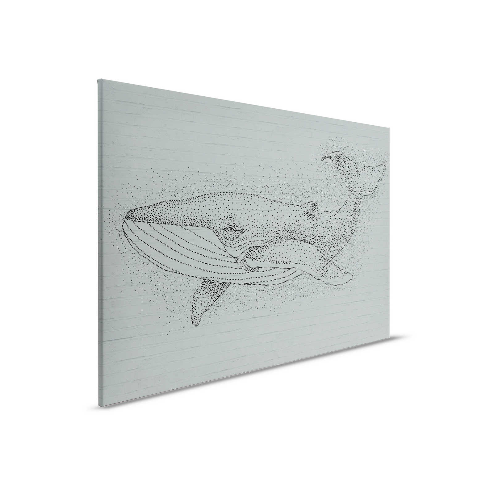 Stone Wall Canvas Painting with Whale Motif in Drawing Style - 0.90 m x 0.60 m
