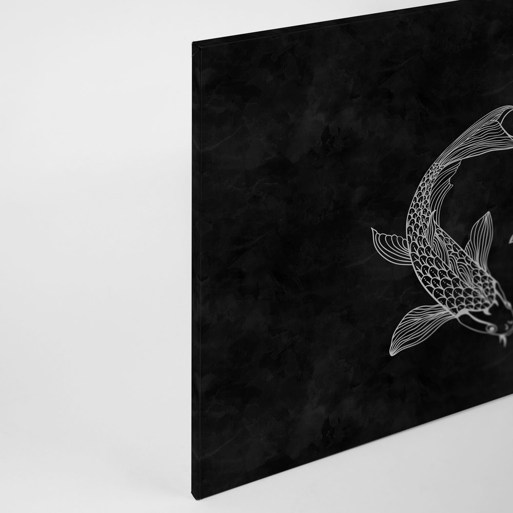             Pittura su tela Koi in bianco e nero con effetto lavagna - 0,90 m x 0,60 m
        