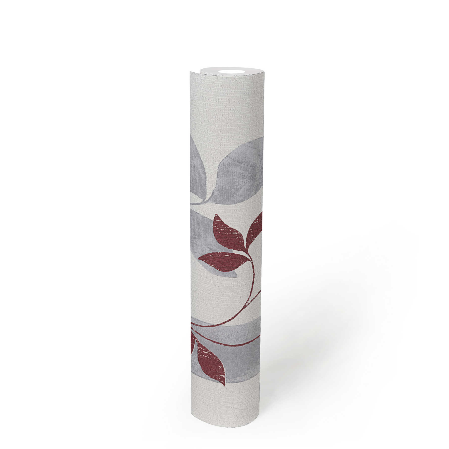             papel pintado texturizado zarcillos y rayas - rojo, gris
        