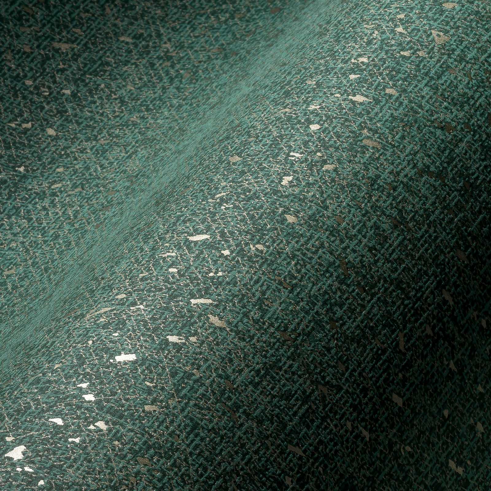             Wallpaper with textile structure and metallic accent - green, metallic
        