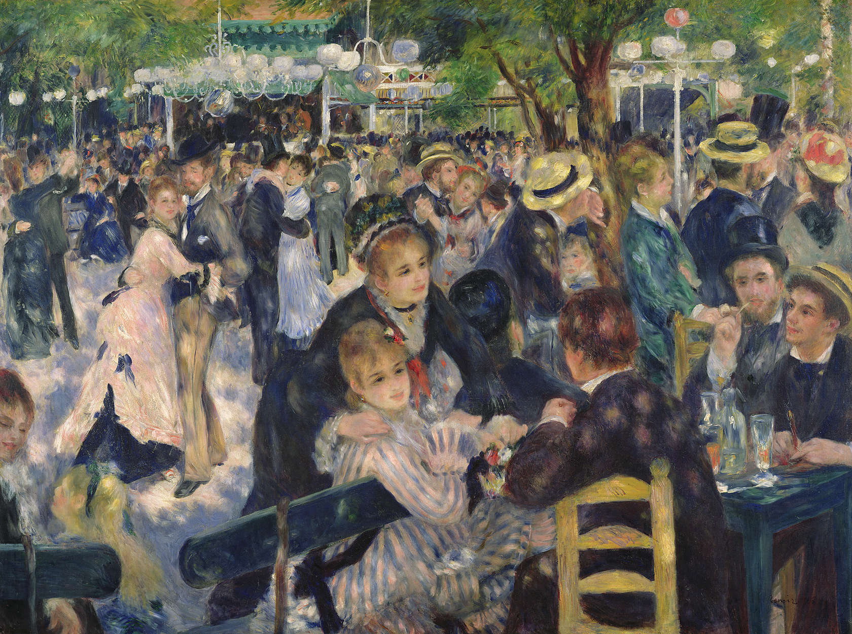             Muurschildering "Bal in de Moulin de la Galette" door Pierre Auguste Renoir
        