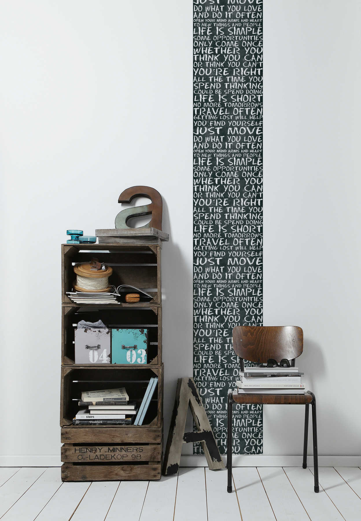             Black & White Wallpaper Panel Self glue with Blackboard & Chalk Design
        
