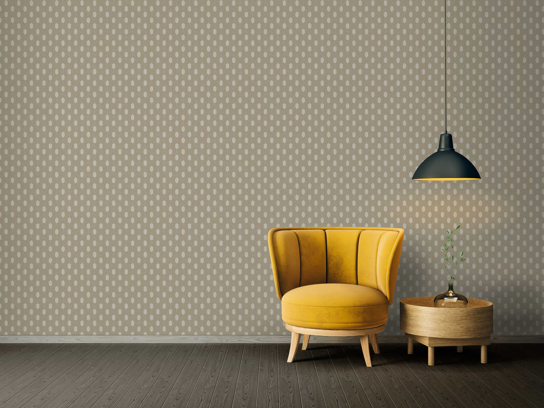             Beige non-woven wallpaper geometric pattern - cream, gold, beige
        