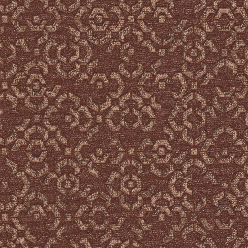             Wallpaper with 3D pattern effect and metallic luster - brown, metallic, red
        