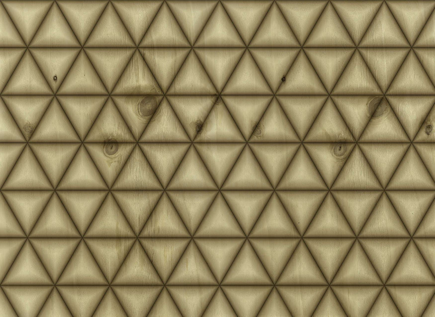             Fotomurali con motivo geometrico a triangoli in legno - Marrone, Beige
        