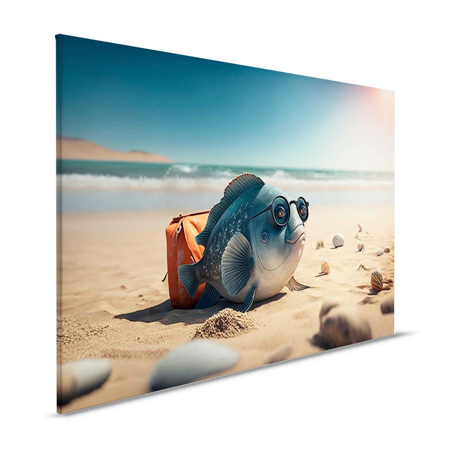 Toile KI »Fishy Beachday« - 120 cm x 80 cm
