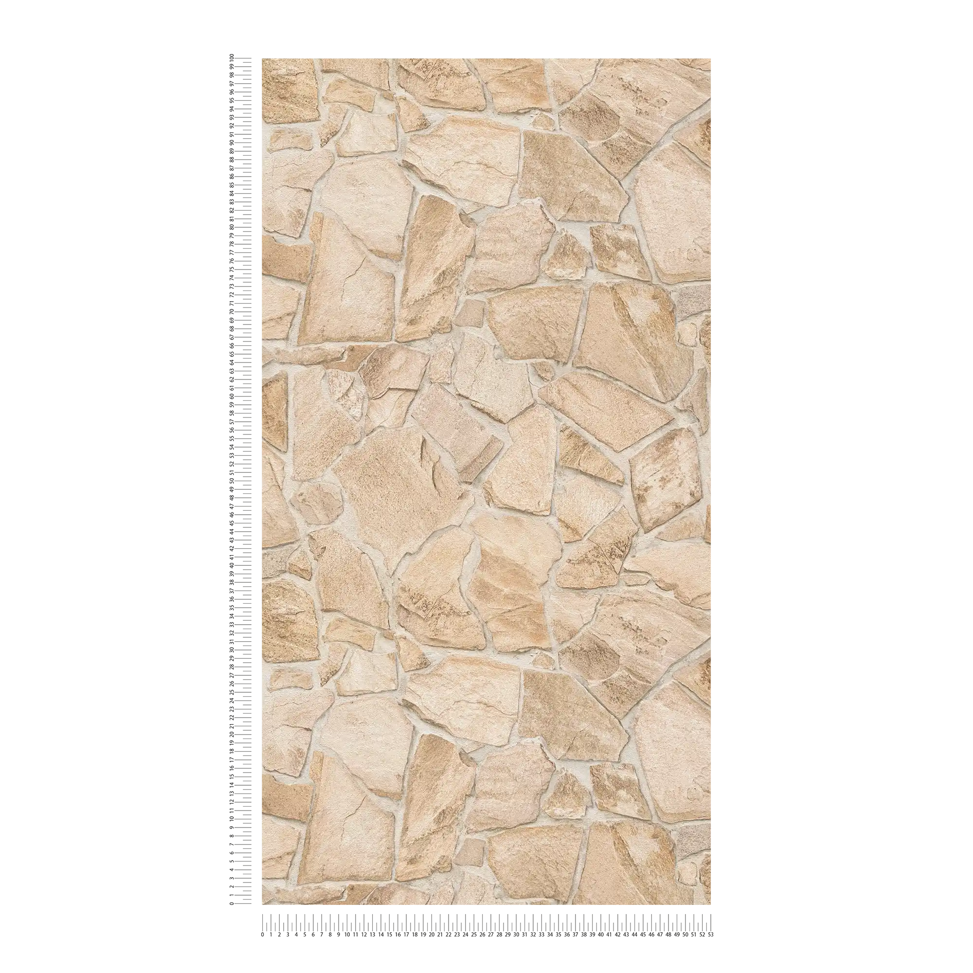             Stone Wall Wallpaper with 3D Optics - Beige, Brown
        