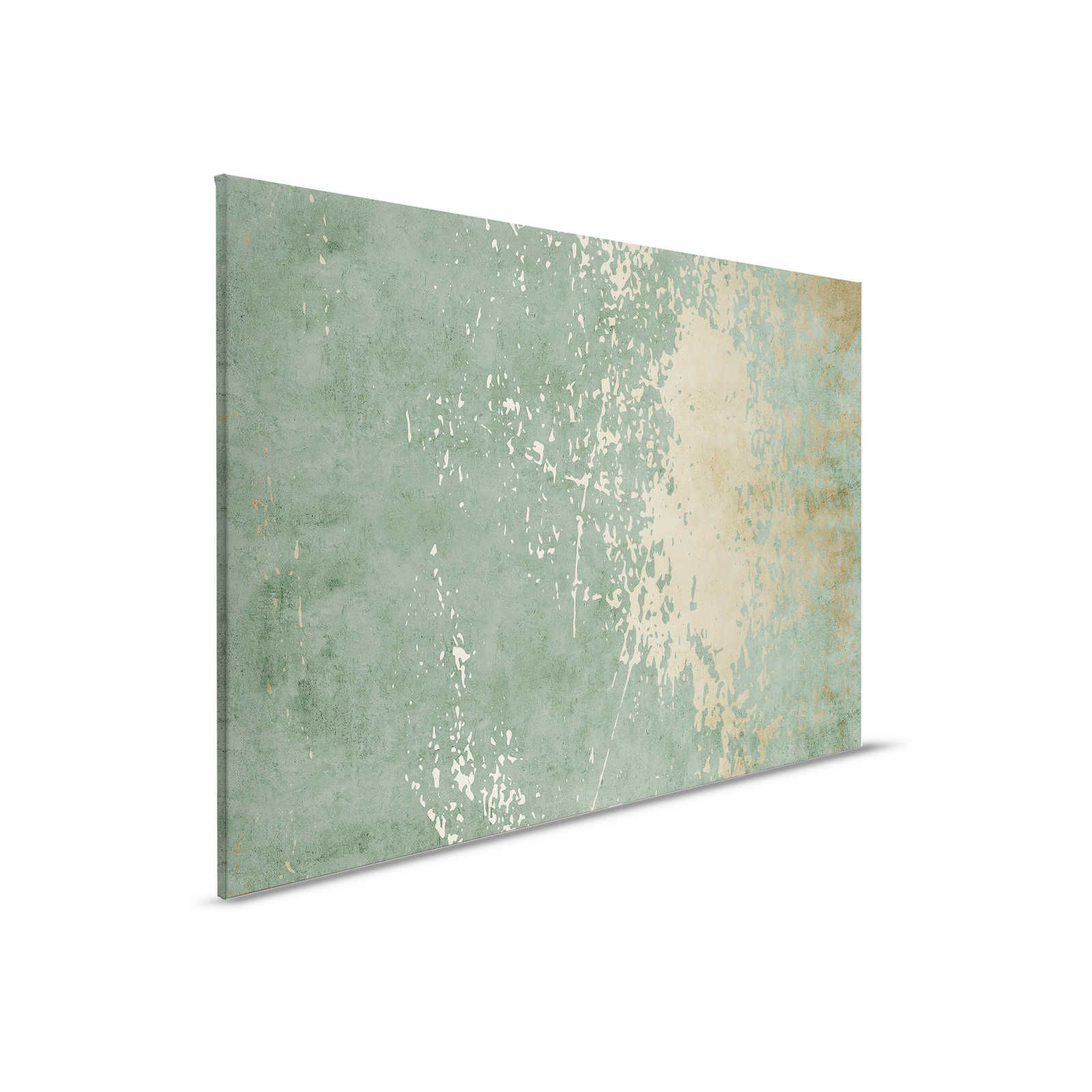         Vintage Wall 1 - Canvas painting sage green & gold plaster look in used look - 0.90 m x 0.60 m
    