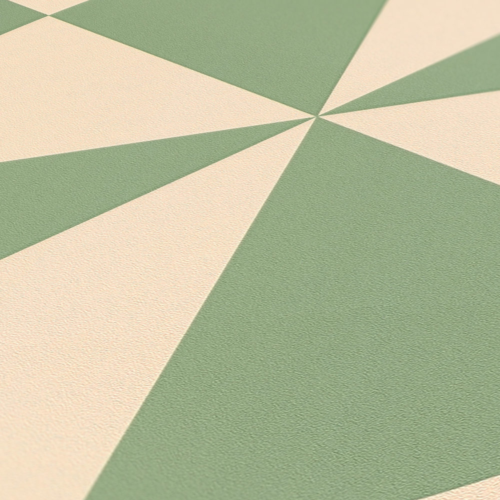             Vliesbehang met cirkelmotief & geometrische vormen - beige, groen
        