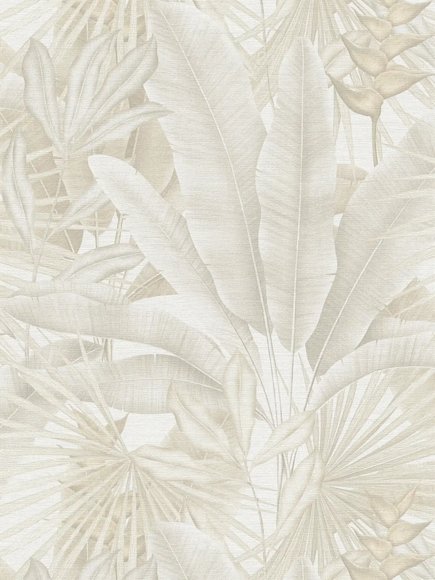 Papel pintado jungla en colores suaves - beige, crema, gris
