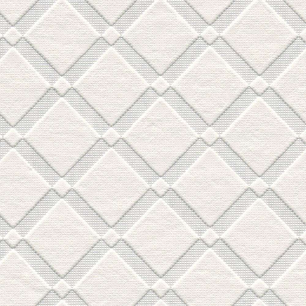             Paintable non-woven wallpaper with 3D diamond pattern
        
