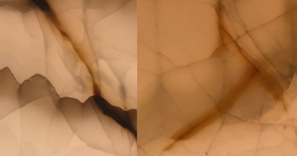             Cut stone 1 - Papier peint abstrait imitation pierre - beige, marron | À structure intissé
        